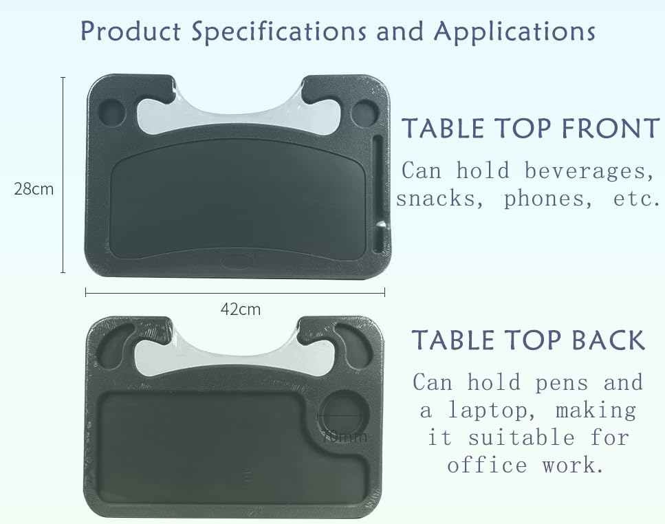 Car Steering Wheel Desk,Steering Wheel Tray, Lightweight Food Drink Table for Car, Hook on Car Steer Wheel Table Tray Fit for Most Vehicles (Black)