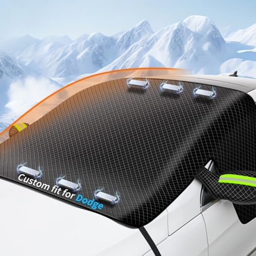 Custom fit for Dodge Windshield Snow Covers, 8 Layers WAaterproof Windproof Protection, Frost Defense, Ice, Snow, Sun, Designed for Dodge Accessories (for Dodge Durango)