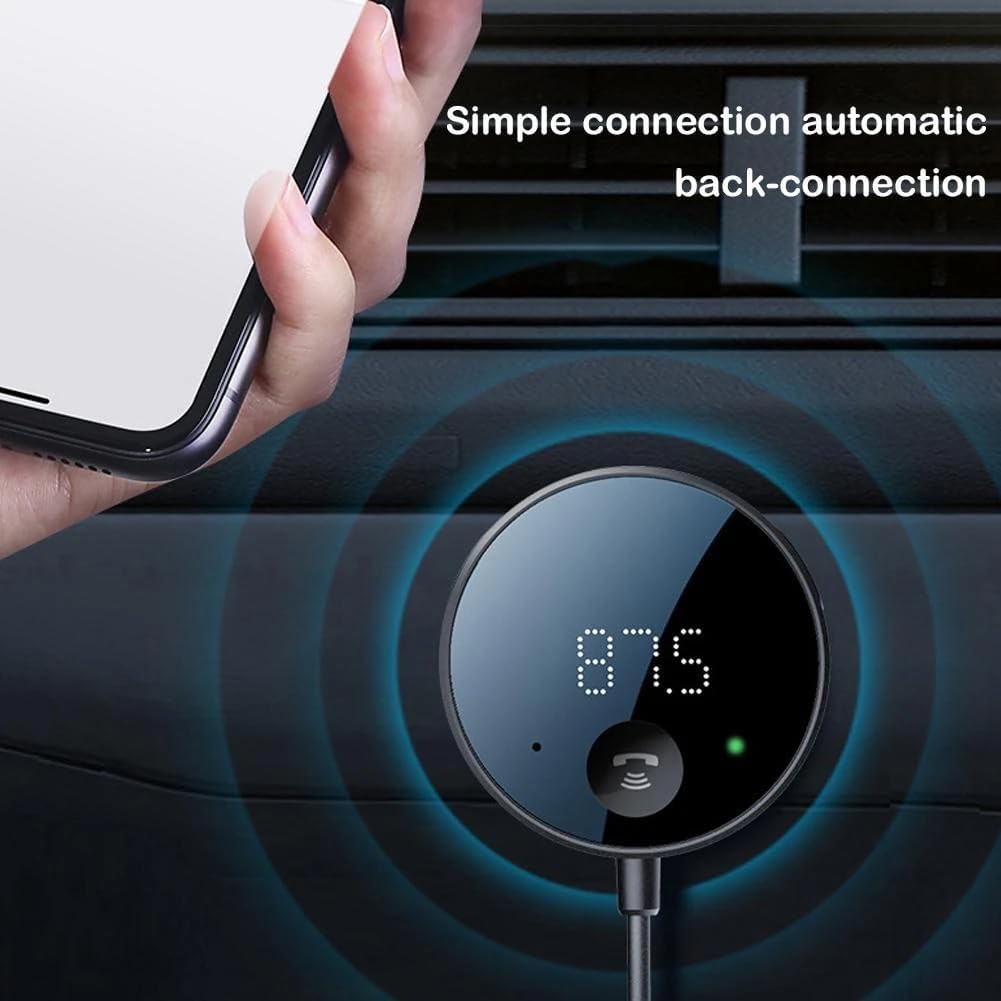 Bluetooth 5.0 Car Adapter, 2 in 1 Mini Portable 3.5mm Bluetooth Aux Receiver for Car, Headphones, Home Stereo Music System