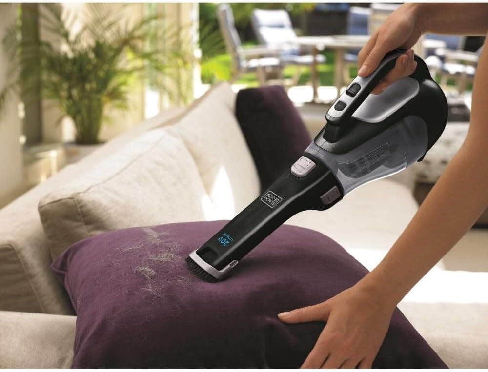 BLACK+DECKER dustbuster 20V Hand Vacuum Cordless Rechargeable, Car Vacuum Portable, Powerful Suction AdvancedClean Hand Vac with Extendible Crevice Tool, Flip-Up Brush and Charging Base (BDH2000L)