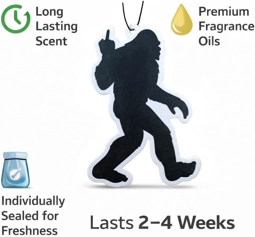 Funny Car Air Freshener (3 Pack) – Bigfoot Sasquatch Air Freshener for Car, Novelty Gag Gift, Hanging Auto Air Freshener, Funny Car Accessories for Men Women