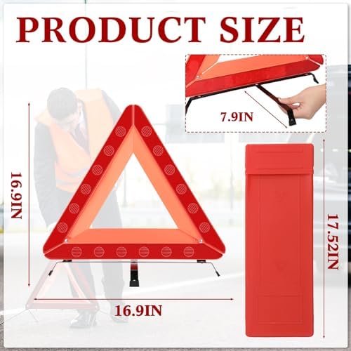 Kanayu 12 Pack Emergency Warning Triangles for Vehicles with Storage Cases