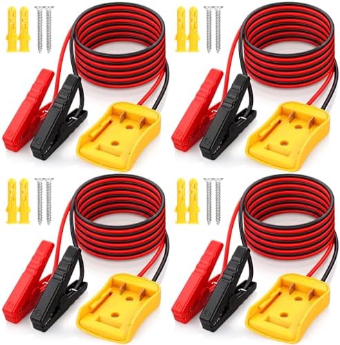 Tallew 4 Pcs Jumper Cables for Car with Adapter Compatible with Dewalt 20v Batteries 8AWG 2FT Silicone Wire Automotive Booster Cables for Jump Car Starting Tool Battery, Temperature Resistance 392℉