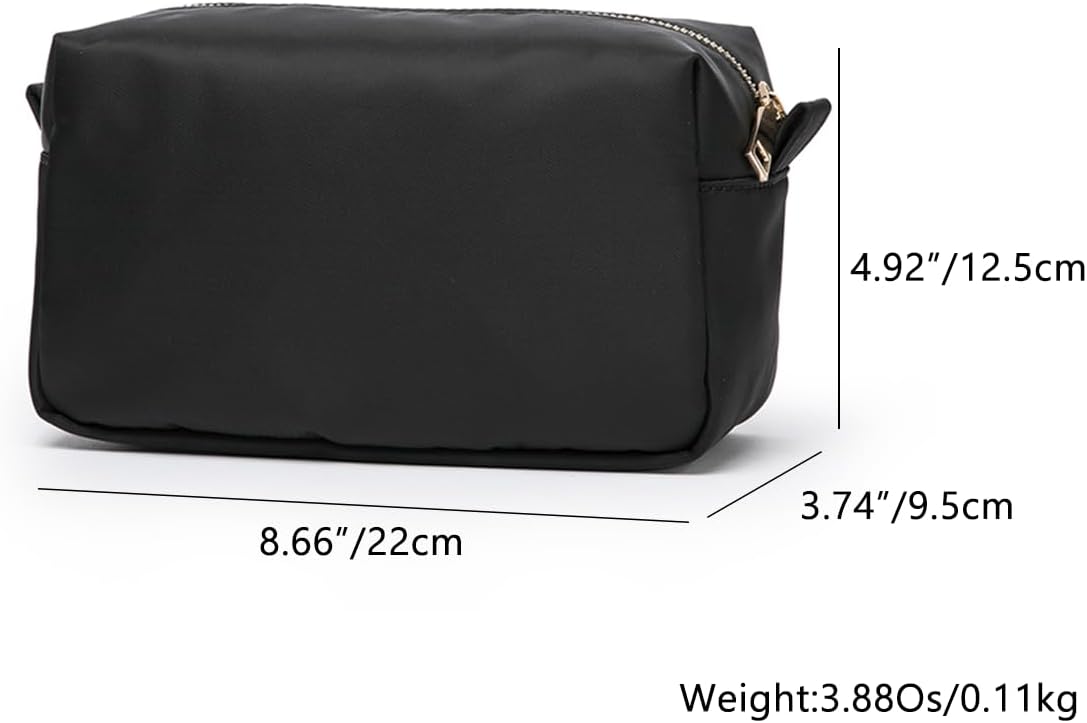 Travel Makeup Bag, Ring Clasp Wristlet Organizer (Black)