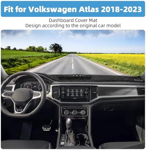 Dash Cover Mat Compatible with Volkswagen Atlas 2018-2023 Non-Slip Dashboard Cover Mat Sunshade UV Rays Protector Interior Accessories