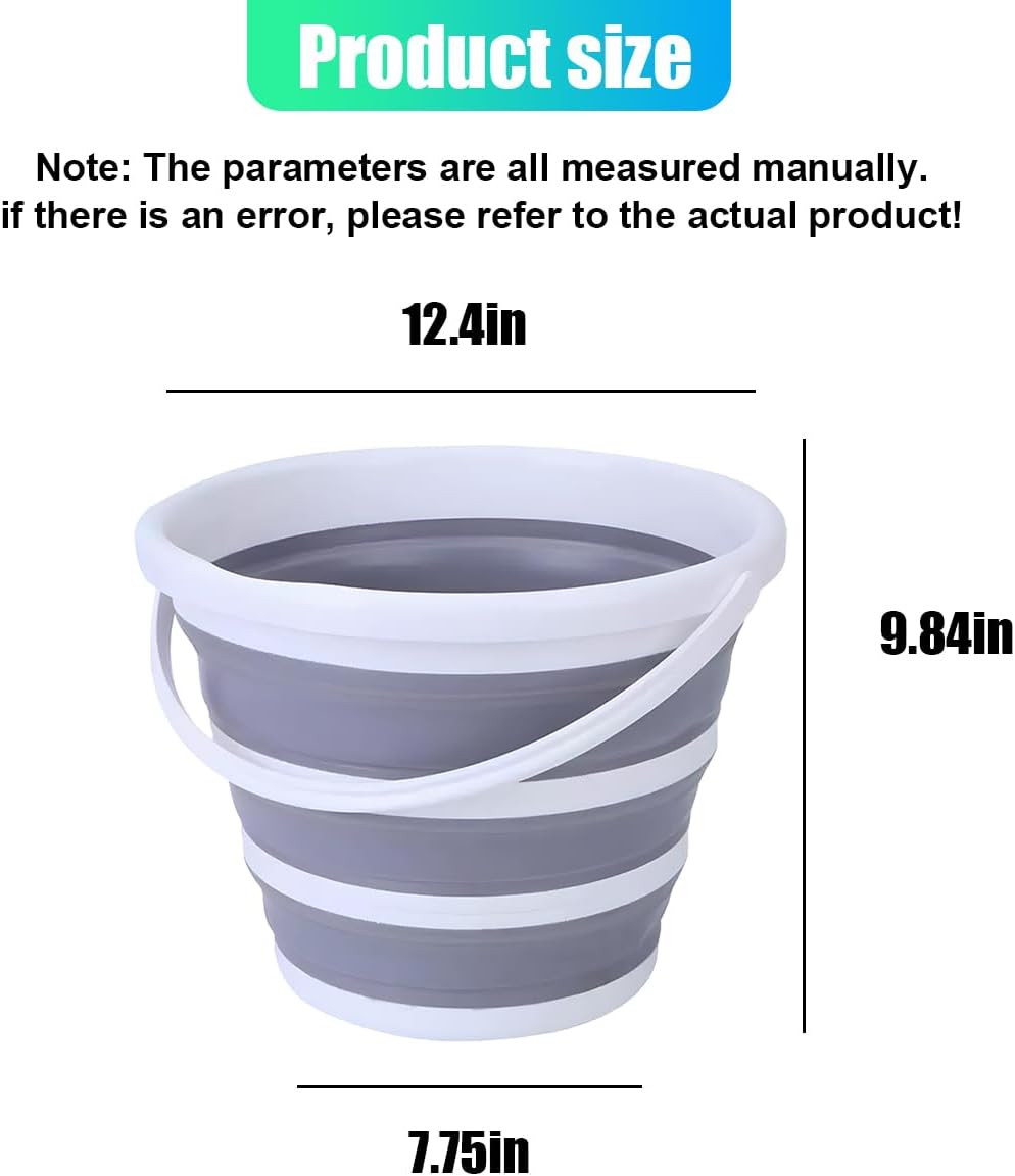 ZIMISI Car Collapsible Bucket, 10L 2.6 Gallon Foldable Car Wash Bucket for Space Saving, Portable Plastic Cleaning Buckets for Indoor Outdoor Vehicle Wash Garden Camping (Grey)