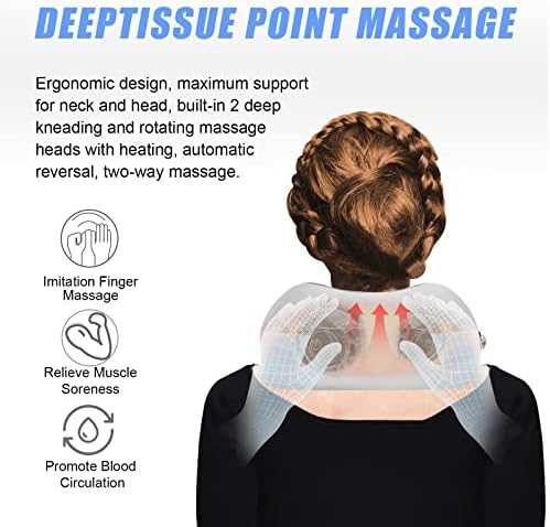 Travel Neck Pillow/Electric Neck Massager with Heating, Memory Foam Pillow for Neck Pain Relief, Neck Support Pillow for Airplane, Car, Office, Gift (Grey)