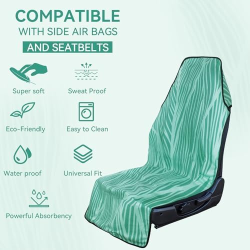 Booty Barrier 3.0 - Highly Water-Resistant Washable Car Seat Cover for Post-Workout and Kids - Soft, Absorbent, Eco-Friendly Fabric Made from Recycled Water Bottles