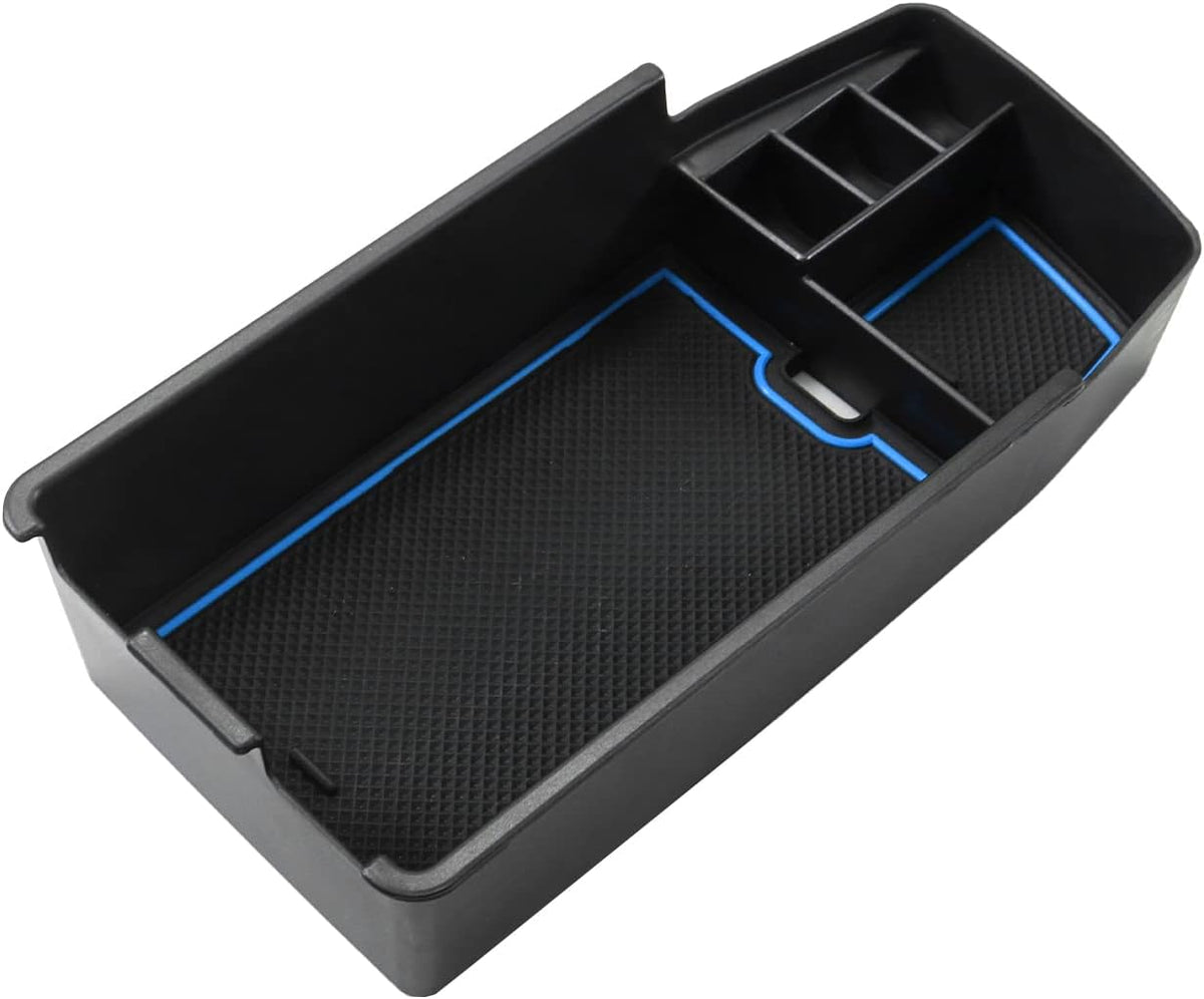 SKTU for 2022 2023 Chevrolet Bolt EUV EV Center Console Organizer Insert ABS Black Materials Tray Armrest Secondary Storage Box Latest 2023 Bolt EUV EV Accessories with Coin Holder (Blue)