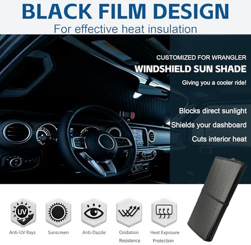Windshield Sun Shade Fit for Jeep Wrangler TJ JK JL &Gladiator JT 2/4 Door Funny Duck Window Sunshade for UV Rays & Heat Protection Funny Windshield Cover for Wrangler & Gladiator