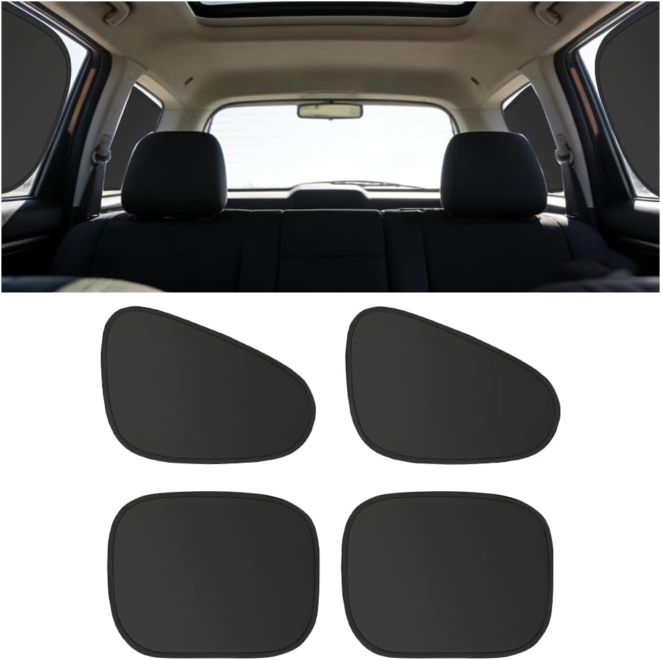4PCS Car Window Shade, Static Suction Front Rear Side Window Sun Shield Block UV Rays & Heat Glare, Foldable Auto Sunshade Cover for Baby Sleeping, Universal for SUV Van Truck