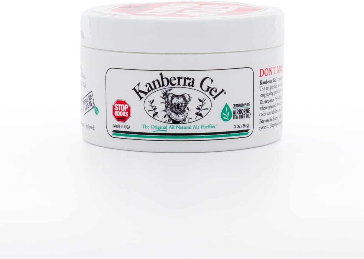 Kanberra Gel 3oz - All-Natural Odor Eliminator & Air Freshener for Home, Car, RV, Boat, Gym Bag | Eco-Friendly, Long-Lasting Tea Tree Oil Formula, Safe for Pets and Family.