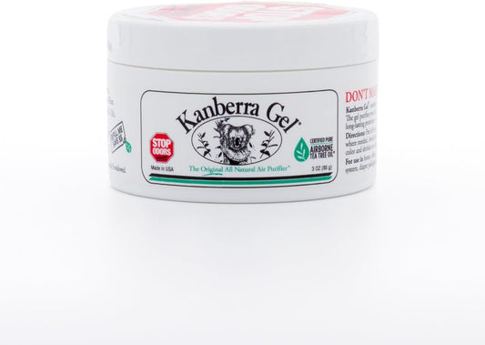 Kanberra Gel 3oz - All-Natural Odor Eliminator & Air Freshener for Home, Car, RV, Boat, Gym Bag | Eco-Friendly, Long-Lasting Tea Tree Oil Formula, Safe for Pets and Family.