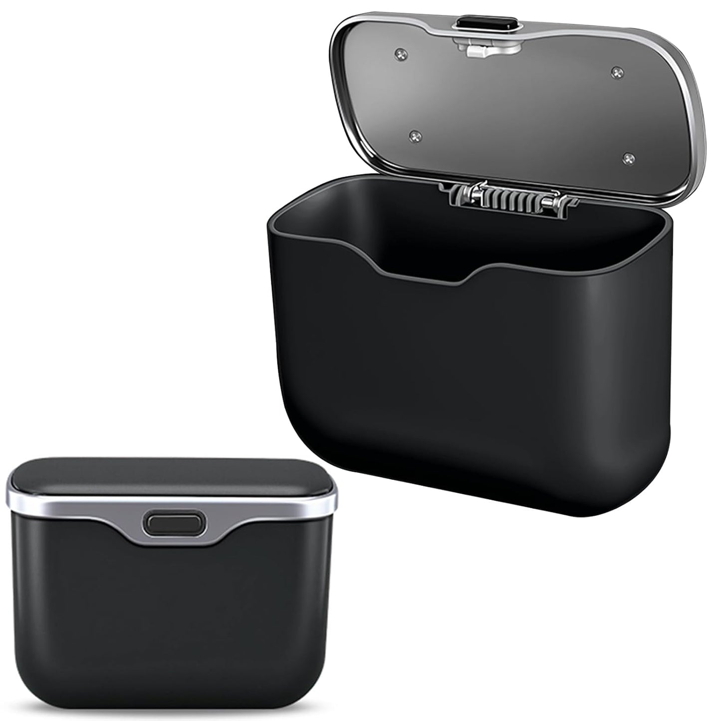Car Trash Can with Lid, Leakproof Auto Garbage Bin, Waterproof Car Trash Bag Holder with PU Leather Top for Back of Seat/Door, Fit for SUVs, Sedans, Trucks Black