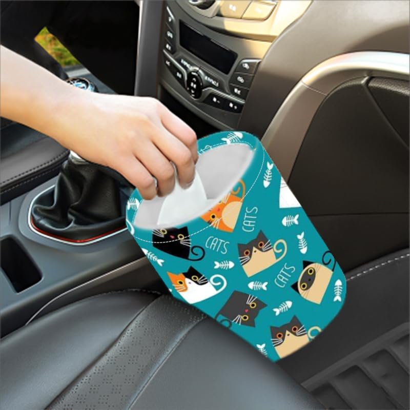 Portable Reusable Waterproof Car Trash Bin, Multipurpose Vehicle Organizer, Road Trip Essentials (Certoon cat)