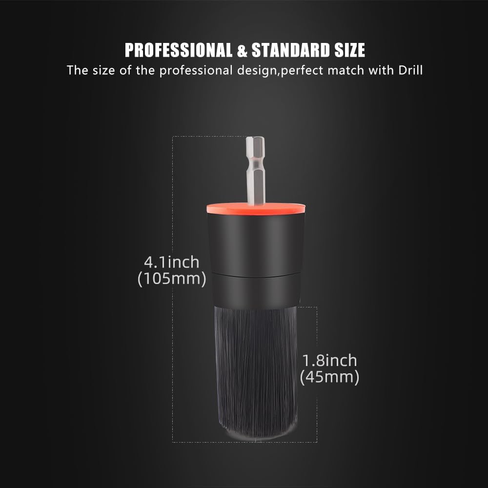 SPTA Drill Brush Attachment, 5 Pcs Mixed Hair Drill Brush Head Set, Auto Detail Set, Replacement Car Detail for Cleaning Interior or Exterior, Used on Electric, Electric Driver
