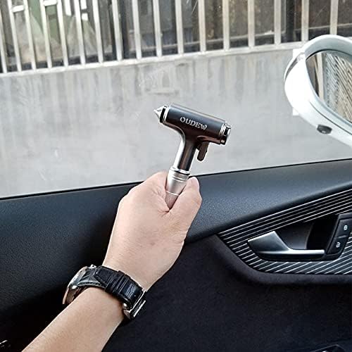 Metal Safety Hammer with Window Breaker and Seatbelt Cutter, Automotive Safety Hammer, Aluminum Alloy Life Saving Emergency Escape Tool for Car, Silver