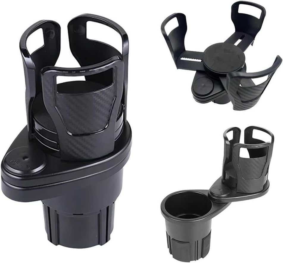 Car Cup Holder Expander for Subaru Forester Sport 2019-2024 2-in-1 Dual Cup Mount Organizer with 360 Degree Rotating Adjustable Base Black 1 Pack