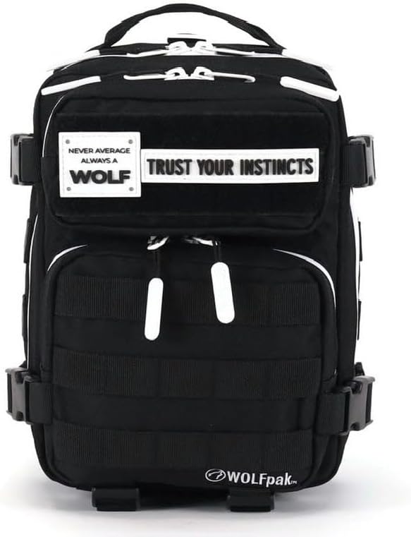 WOLFpak 9L Mini Tactical Backpack for Men & Women | Compact Everyday Carry Bag for Gym, School, Travel | Durable, Water-Resistant Daypack w/Molle System & Patch Panel (Alpha Black White Accents)