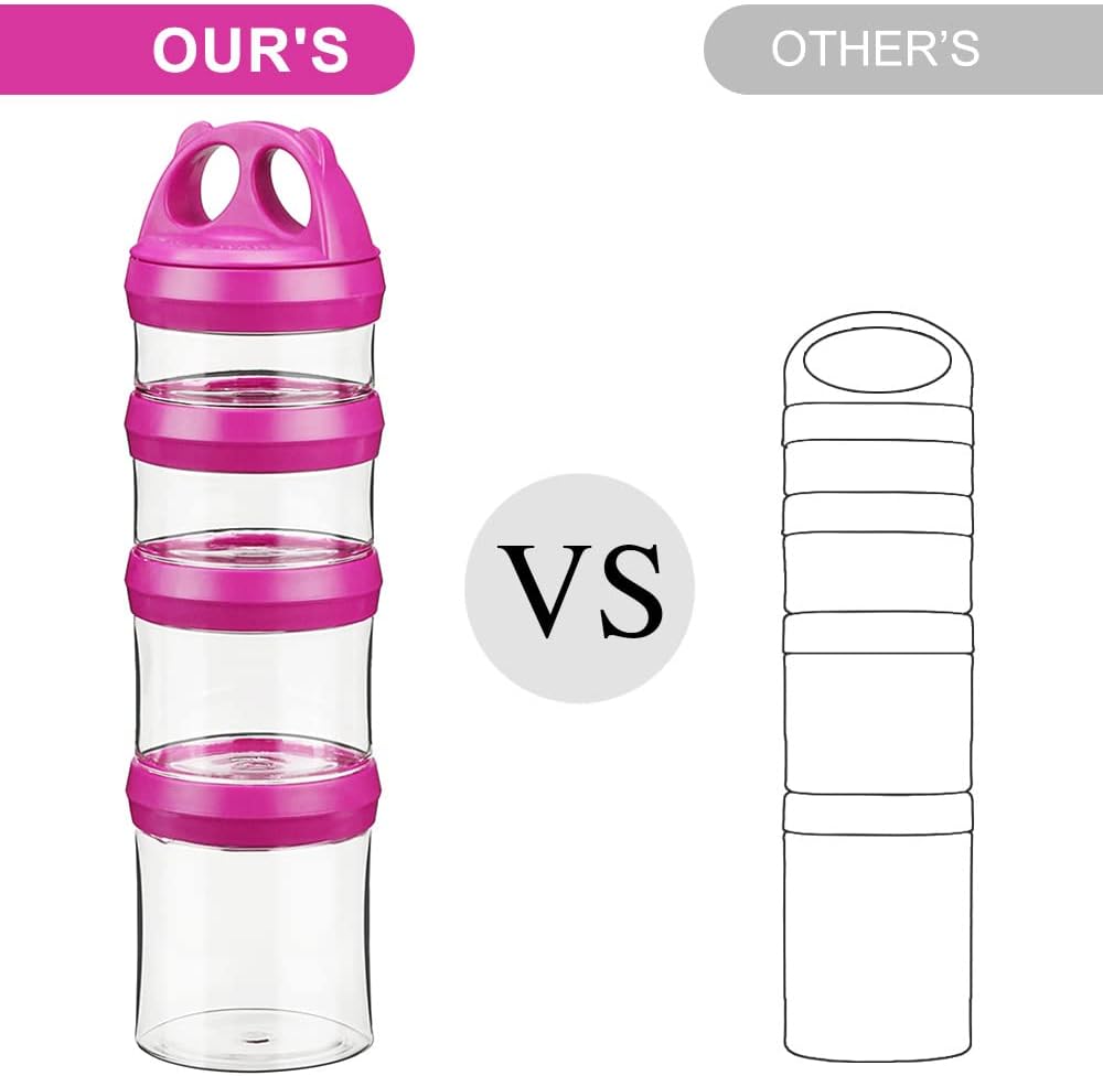 BeneLabel Stackable Food Storage Containers for Formula Travel Container for Storing Milk, Protein Powder, Snacks, Travel Items, BPA Free(Red, 31oz)