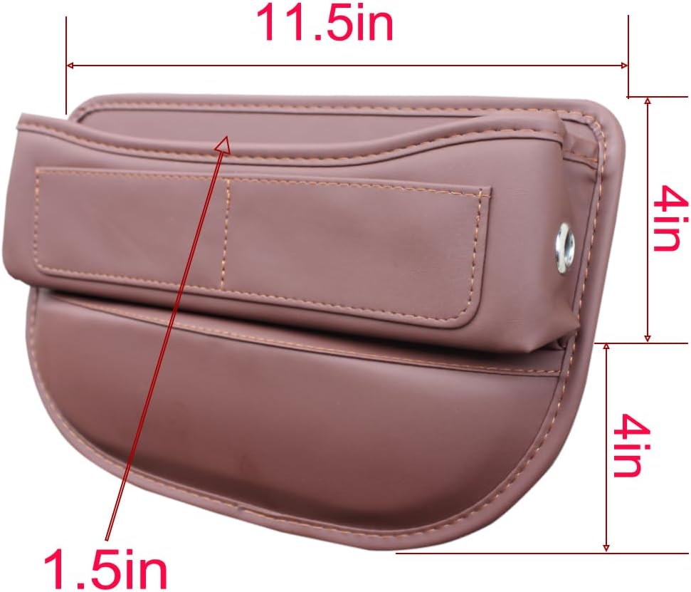 Seat Gap Organizer Car Seat Console Organizer Front Seat Side Storage Bag Center Console Side Pocket Car Seat Crevice Storage Seat Gap Filler Between Seat Storage Pouch(Brown)