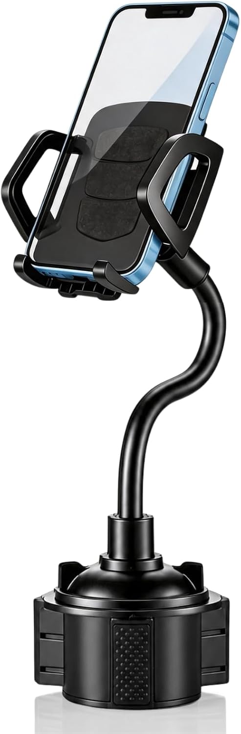 Cup Holder Phone Holder for Car, Adjustable Gooseneck Mount for 4-7" Phones
