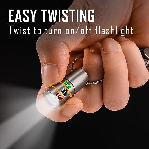 KeyUnity KF03 Titanium Nano Flashlight, LR44 Button Cell 100 Lumens 5W LED Keychian Flashlight for Everyday Carry (KF03 Sandblasted)