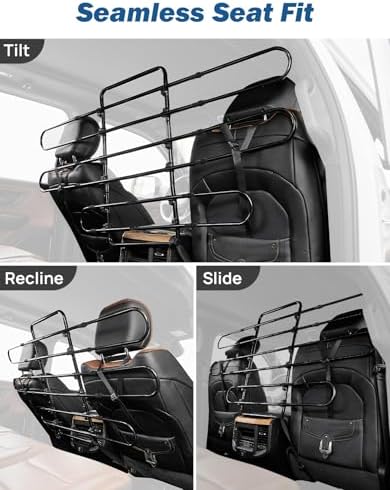 JOYTUTUS Dog Car Barrier, Pet Barrier Follow the Seat Movement 34"- 58" Width Adjustable SUV Dog Barrier for Back Seat, Vehicle Gate Heavy Duty, Ideal for Sedans SUVs Trucks MPVs