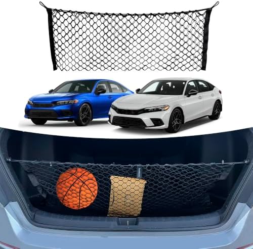 Envelope Style Automotive Elastic Trunk Mesh Cargo Net for Honda Civic LX Sport EX Touring 2022-2026 - Trunk Organizer and Storage - Luggage Net for Sedan - Best Car Organizer for Honda Civic