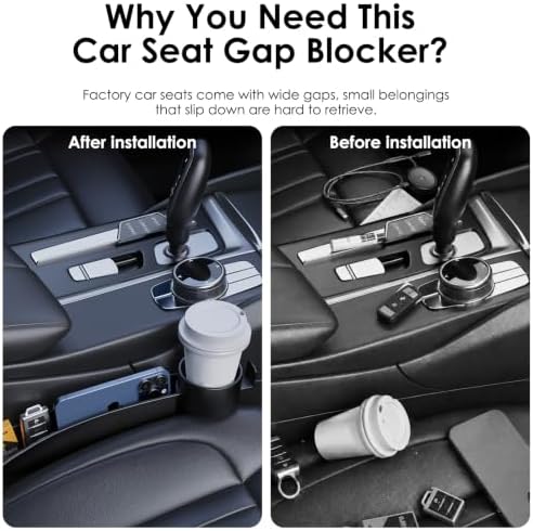 WD&CD 2PCS Car Seat Gap Filler with Cup Holder, Car Seat Gap Organizer for Phone Keys Drinks, Universal Car Interior Accessories