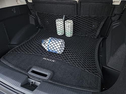 Floor + Back Seat Style Automotive Elastic Trunk Mesh Cargo Net for Nissan Rogue 2021-2026 - Premium Trunk Organizer and Storage - Luggage Net for Crossover - Best Car Organizer for Nissan Rogue