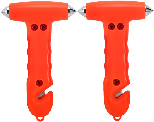 MOTORBUDDY Car Safety Hammer 2-Pack, Auto Emergency Escape Hammer with Window Breaker and Seat Belt Cutter, Striking Red Emergency Escape Tool for Car Accidents