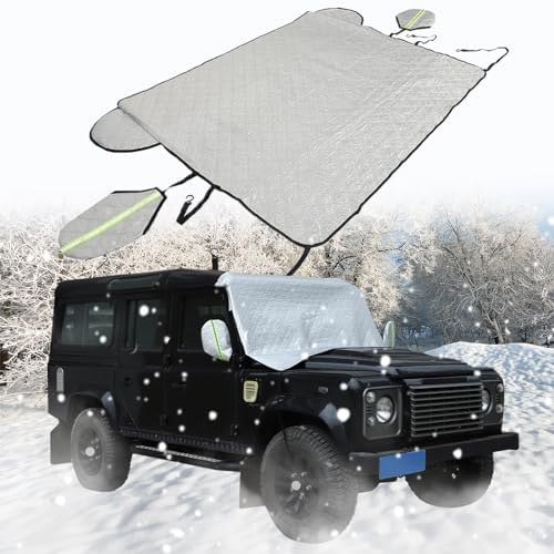 CHEAYAR Car Windshield Snow Cover Compatible with Land Rover Defender 90 110 2004-2018, Waterproof/Windproof/Dustproof/Sun Protection/Snow Protection/Available Around The Clock Accessories (Style A)