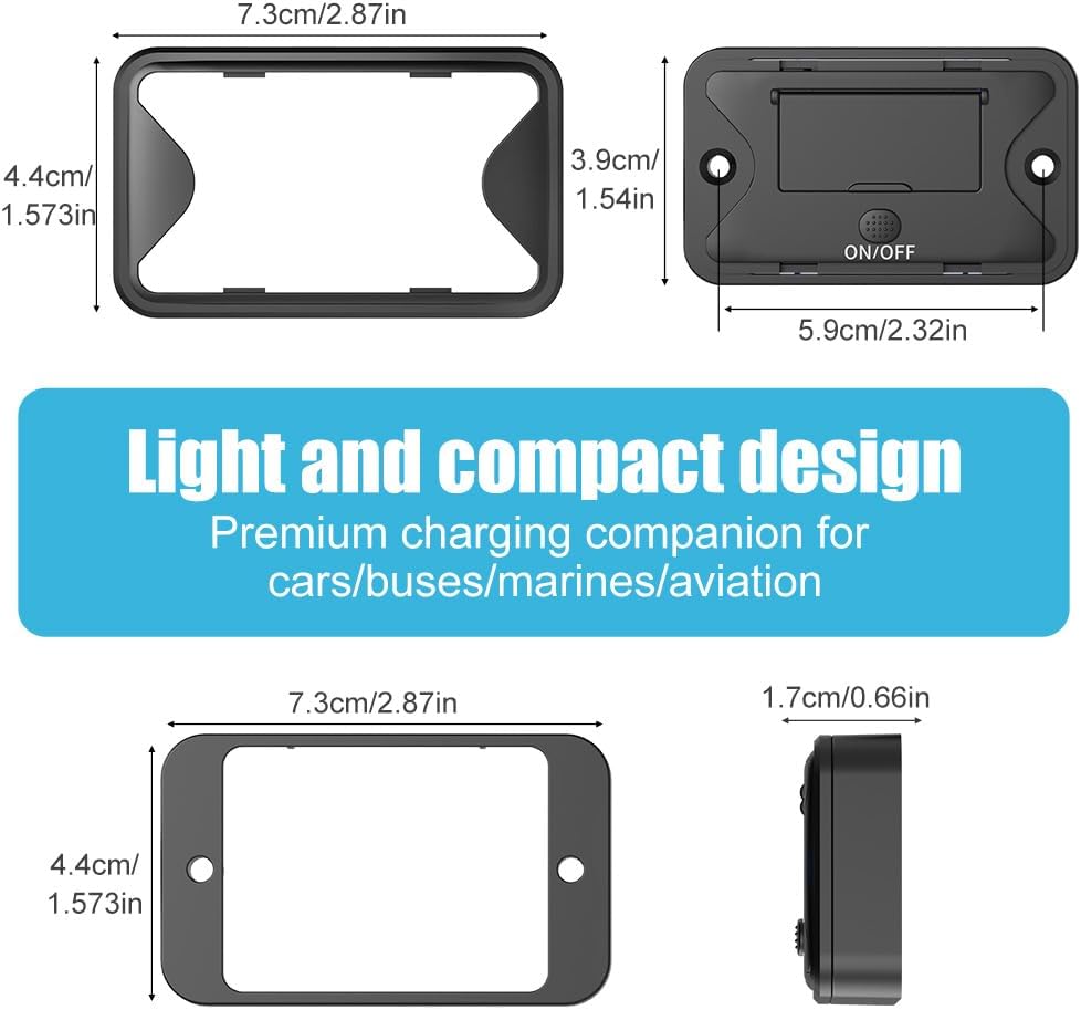 78W 4 Port 12V USB Outlet Wall Mount, Dual 36W PD & Dual 18W QC3.0 Lightweight Surface Mount Charger Socket Panel with Button Switch for Bus RV Truck Marine Golf Cart