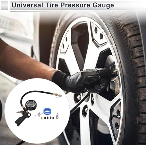 1Set Universal Tire Pressure Gauge 0-230PSI 2.76 Inch Digital Pressure Gauge with Inflator without Battery Tyre Air PSI Meter for Motorcycle SUV Truck