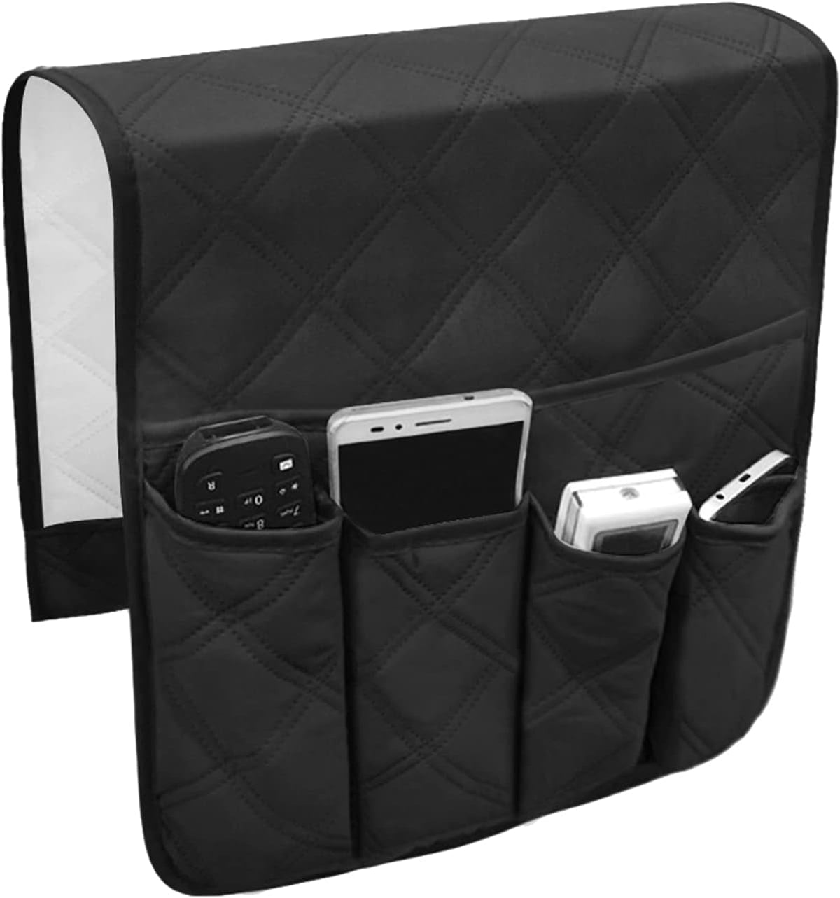 IPENNY Cotton Linen Sofa Couch Remote Control Holder Chair Armrest Caddy Pocket Organizer Storage Bag for Cellphone Tablet Notepad Book Magazines DVD Eyewears Drinker Snacks Holder Pouch