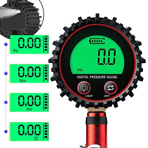Digital Tire Inflator with Pressure Gauge 255 PSI Air Chuck and Compressor Accessories 0.1 Display Resolution Quick Connect Coupler (A Pack)