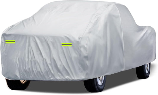 Truck Cover Waterproof All Weather, 6 Layers Pickup Cover Fit for Ford F150, Chevrolet Silverado 1500, Gmc Sierra, Ram 1500, Tundra (T4 Fit Truck Length Up to 250 inch), Silver