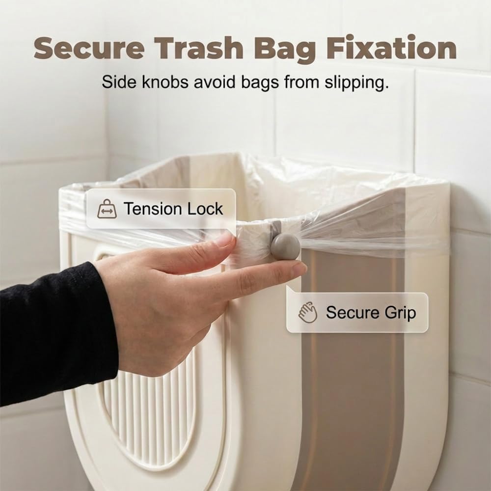 Foldable Trash Can, Collapsible Waste Bin for Kitchen Office Car