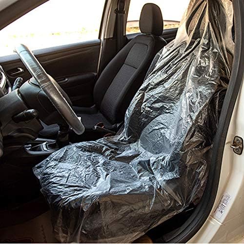 100PCS Ultra-Thick 20g Disposable Plastic Car Seat Covers Universal Clear Vehicle Seat Protector Car Chair Covers Mechanic Valet Roll Anti-Dirty Dustproof Disposable Car Seat Cover