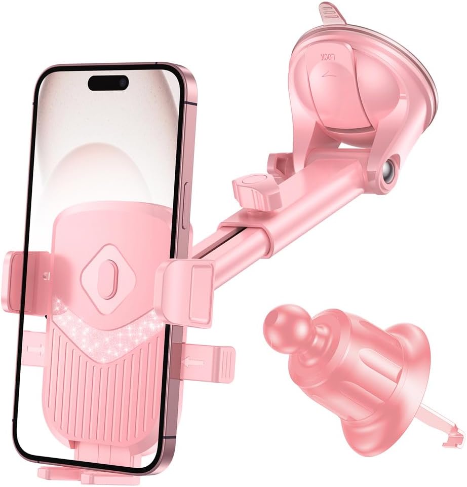Car Phone Holder 360 Rotation Adjustable Smartphone Mount Pink