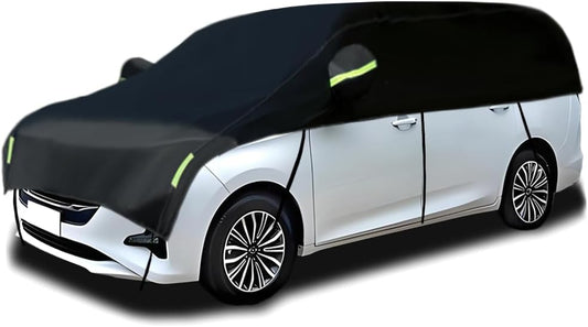 Half Car Cover Car Cover for Sunshade Half Car Body Cover Snow Cover Waterproof Universal Black 210D with Cotton (SUV/MPV)