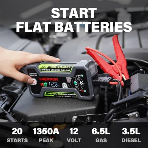 LOKITHOR J1350 PRO LiFePO4 1350 Amp Jump Starter and JA400 1750 Amp 12 Volt Battery Jump Starter with 150PSI Air Compressor