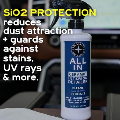 Collinite No. 21 All-In Universal Ceramic Interior Detailer – Easy Spray & Wipe Cleaner + SiO2 UV Protection for Leather, Vinyl, Rubber, Plastic, Fabric & Screens – Fresh Scent – For Cars, Boats, RVs