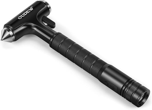 Car safety hammer, Glass Breaker with Lighting Function, Black, 1pcs