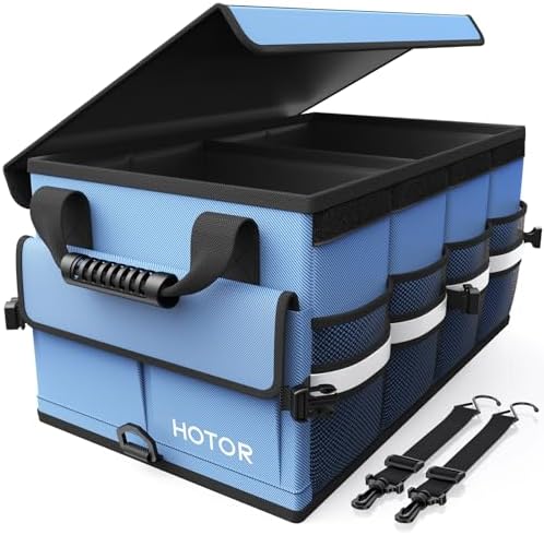 HOTOR Car Trunk Organizer - Foldable Car Storage for SUV, 2 Compartments