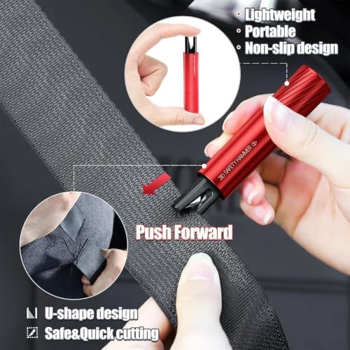 4 Pack Car Window Breaker and Seatbelt Cutter, Red