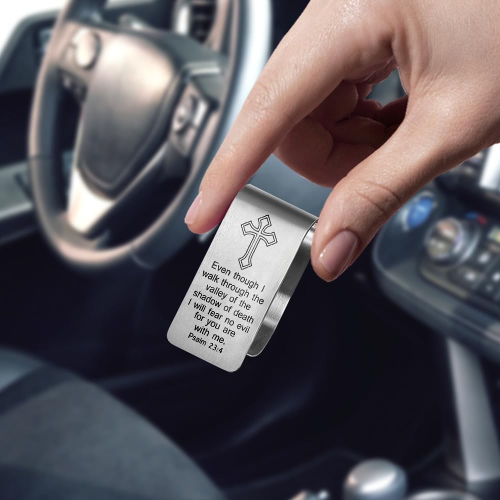 Psalm 23:4 Car Visor Clip, Bible Verse Visor Clip for Men Women
