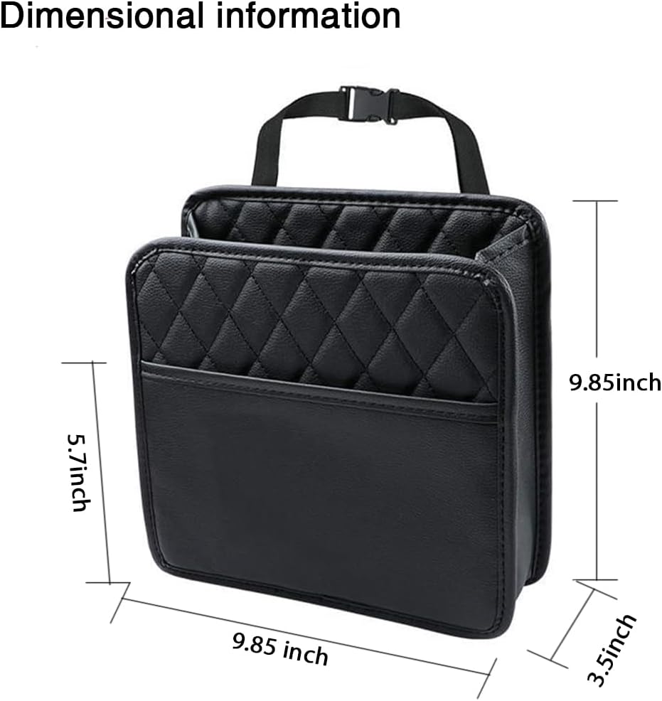 Car Back Seat Organizer, Hanging PU Leather Car Storage Bag, Compatible with Most Vehicles Interior Accessories Organizer (Black(2Pack))