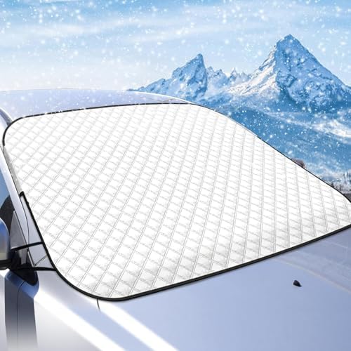 Car Front Windscreen Cover for Dodge RAM 1500 2019-2024 2025, Windshield Snow Cover Protector Heavy Duty Ultra Thick Snow Ice Frost Sun UV Dust Water Resistant